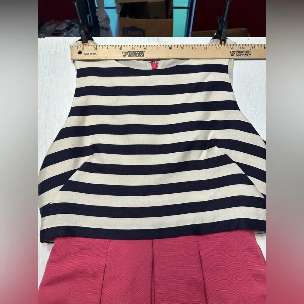 Eliza J Dress Size 8 Fit & Flare Pink Skirt Striped Top Sleeveless A-Line Party